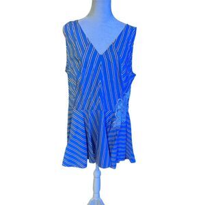 Lane Bryant Women's Size 16 Blue Striped Sleeveless Tank Top
